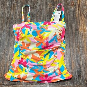 NWT Lands' End Multicolor Floral Swim Camisole in Pink, Blue, Yellow, Orange